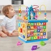 Lean Toys Medinis edukacinis kubas rūšiuoklis su abėcėle, Anglų kalba 35x23x23 cm