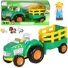 Lean Toys Traktoriaus rinkinys su priekaba, ūkininku ir gyvūnais