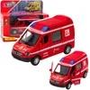 Lean Toys Gaisrinės automobilis su traukimo mechanizmu, šviesomis ir garsu 1:32 mastelio