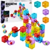 Lean Toys Magnetinės konstravimo kaladėlės su kamuoliukų trasa, 60 vnt.