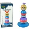 Lean Toys Medinė lavinamoji piramidė su meškučio galva, 10x10x21 cm