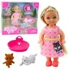 Lean Toys Žaislų rinkinys su lėle, šunimi ir kačiuku, 12 cm