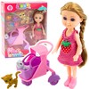 Lean Toys Lėlė su priedais ir vežimėliu, 14 cm