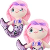 Lean Toys Pliušinis žaislas - undinėlė su blizgančia uodegėle, 28 cm