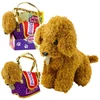 Lean Toys Pliušinis žaislas - šviesiai rudas šuniukas su krepšeliu, 20 cm