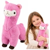 Lean Toys Pliušinis žaislas alpaka, rožinis su rudais akcentais, 38 × 26 × 15 cm