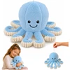 Lean Toys Pliušinis aštuonkojis su tampriais čiuptuvais, mėlynas, 30 × 20 × 20 cm
