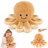 Lean Toys Pliušinis aštuonkojis su tampriais čiuptuvais, smėlinis, 50 x 30 x 30 cm