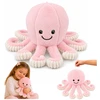 Lean Toys Pliušinis aštuonkojis su tampriais čiuptuvais, rožinis, 50 × 30 × 30 cm