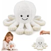 Lean Toys Pliušinis aštuonkojis su tampriais čiuptuvais, baltas, 30 x 20 x 20 cm