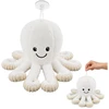 Lean Toys Pliušinis aštuonkojis su siurbtuku ir tampriais čiuptuvais, baltas, 16 × 10 × 10 cm