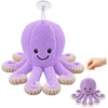 Lean Toys Pliušinis aštuonkojis su tampriais čiuptuvais, violetinis, 16 × 10 × 10 cm
