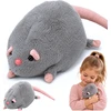 Lean Toys Pliušinis žaislas žiurkė su ilga uodega, pilkas, 40 x 12 x 12 cm