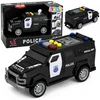 Lean Toys Žaislinis specialiųjų pajėgų policijos automobilis su šviesos ir garso efektais, juodos ir baltos spalvos, 15 × 6,5 × 6,5 cm