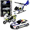 Lean Toys Policijos transporto priemonių rinkinys su šviesos ir garso efektais, baltos ir mėlynos spalvos, 3 vnt.