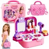 Lean Toys Vaikiškas grožio rinkinys lagaminėlyje 2-in-1, rožinis ir violetinis, 23,5 × 17 × 9,5 cm