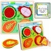 Lean Toys Medinis lavinamasis vaisių dėlionės stovas su piešimo lenta