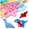 Lean Toys Medinė edukacinė dėlionė su dinozaurais ir piešimo lenta, 30 x 22.5 cm