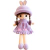 Lean Toys Plušinė lėlė violetine suknele su kiškio ausimis, 45 cm