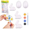 Lean Toys Rinkinys putplasčio dekoracijoms dažyti 3 zuikiai 2 kiaušinių dažai