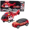 Lean Toys Gaisrinės sraigtasparnis ir automobilis su šviesomis ir garsu