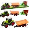 Lean Toys Traktorius su atsidarančia priekaba ir pašarų vežimu