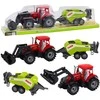 Lean Toys Raudonas traktorius su krautuvu ir presu