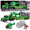 Lean Toys Dino gelbėjimo sunkvežimis su sraigtasparniu ir dinozauru