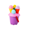 Lean Toys Rožinis smėlio žaislų rinkinys su kibirėliu ir ledų formelėmis, 6 vnt.