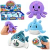 Lean Toys Sensorinis pliušinis žaislas su vandens rutuliukais, jūrų gyvūnai, 6 × 6 cm