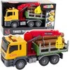 Lean Toys Geltonas medienos gabenimo sunkvežimis su kranu 1:14