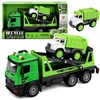 Lean Toys Tow Truck Garbage Truck Vehicle Set Lights Sounds Žalias