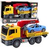 Lean Toys Žaislinis vilkikas su kranu ir sportiniu automobiliu, garso ir šviesos efektais