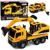Lean Toys Sunkvežimis su ekskavatoriumi su šviesos ir garso efektais, geltonas, 25 × 16 × 9 cm