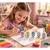 Lean Toys Jajka Velykiniai putplasčio kiaušiniai dažymui žymekliais, gėlių raštas, D, 6 vnt.