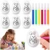 Lean Toys Jajka Velykiniai putplasčio kiaušiniai dažymui žymekliais, zuikio raštas B, 6 vnt.