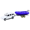 Lean Toys Baltas visureigis su priekaba ir motorine valtimi vaikams