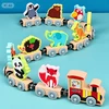 Lean Toys Medinis gyvūnų traukinukas su lokomotyvu ir 10 magnetinių vagonų, įvairiaspalvis