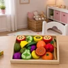 Lean Toys Wooden Fruit Chopping Set Magnetic Safe Knife Board