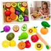Lean Toys Wooden Fruit Chopping Set Magnetic Safe Knife Board