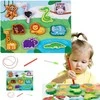 Lean Toys Magnetinė medinė gyvūnų dėlionė su virvele