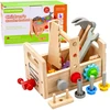 Lean Toys Medinis vaikiškas įrankių dėžutės rinkinys su krumpliaračiais ir veržlėmis