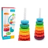 Lean Toys Piramidės formos bokštas rūšiavimo dėlionė vaikams, 6 elementai