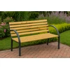 Sodo suoliukas Lean iš medžio ir metalo su atlošu, 125x73x53 cm