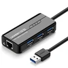 UGREEN HUB USB-A 3.0 to 3x USB-A / 1x RJ45 1000 Mbps - Juodas