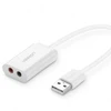 UGREEN USB-A External Sound Card Music Adapteris - Baltas