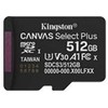 Kingston 512 GB „Micro SD“ atminties kortelė „Canvas Select+ G3 150 Mb/s“