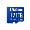„Samsung T7 Micro SD“ atminties kortelė, 1 TB, skirta išmaniesiems telefonams, planšetiniams kompiuteriams ir nešiojamiesiems konsolėms, nuskaitymo greitis – 170 MB/s.