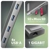 Axagon HMC-10HLS USB šakotuvas 9in1, 5Gbps, 4x USB-A, HDMI 4k/60Hz, Glan, SD/MicroSD, PD 100W, 25cm USB-C kabelis