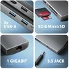 Axagon HMC-8HLSA Wieloportowy šakotuvas USB 9in1, 5Gbps, 3x USB-A + HDMI 4k/30Hz, SD/MicroSD, Glan, Audio, PD 100W, 20cm USB-C kabelis